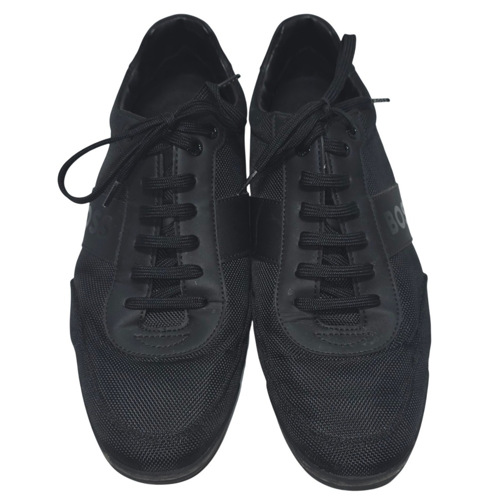 Hugo Boss Saturn Low Top Sneakers Black Mesh Leather Suede EU 42 US 9 50470364